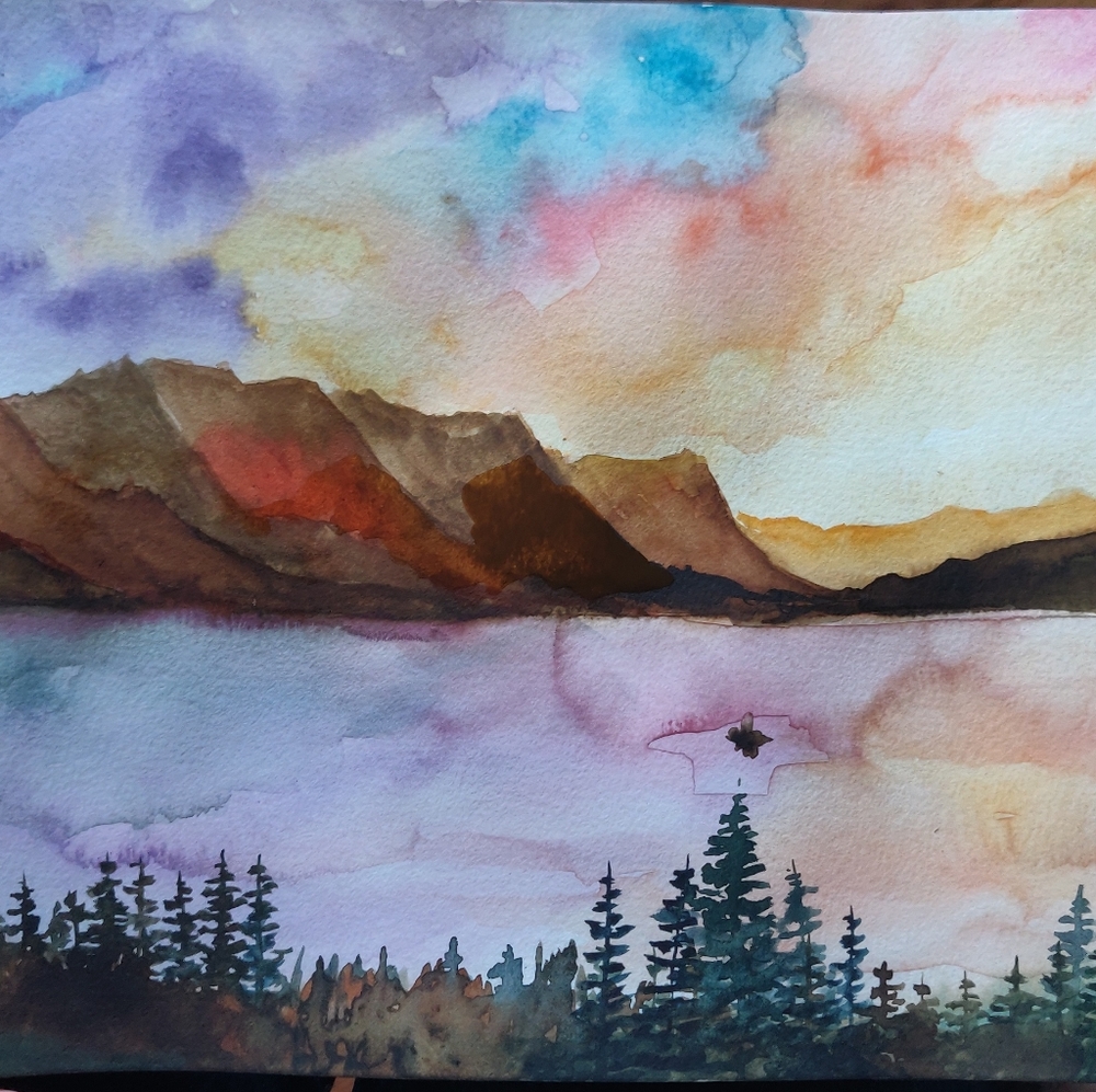 Montana  Watercolor landscape painting